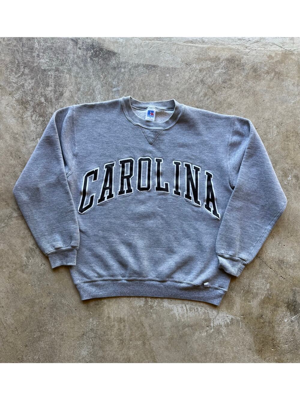 Vintage 1980s 'Carolina' Russell Athletic Gray Sweatshirt Size XS Made in USA